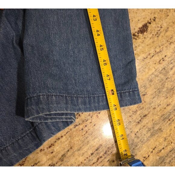 Vtg. Bobbie Brooks Dress Cottage Maxi Sz M Embroidered Floral Denim Modest Tie - Picture 4 of 16